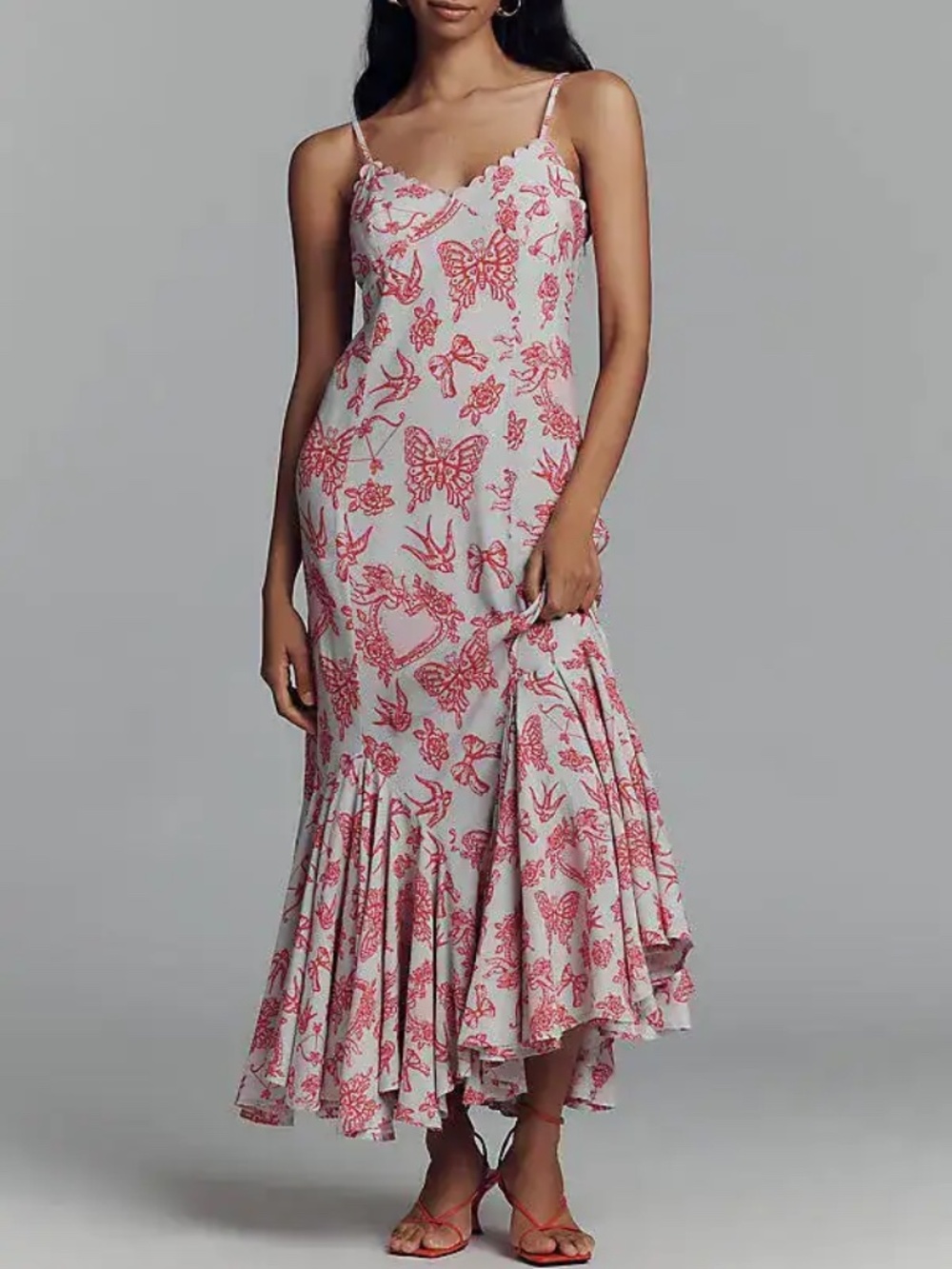 Anthropologie CONDITIONS APPLY Ellianna Ruffled Slip Maxi Dress nwt